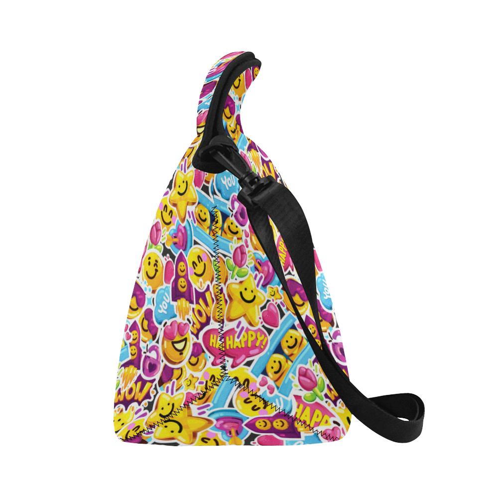Emoji Sticker Print Pattern Neoprene Lunch Bag (Model 1669)(Large)-JTAMIGO.COM