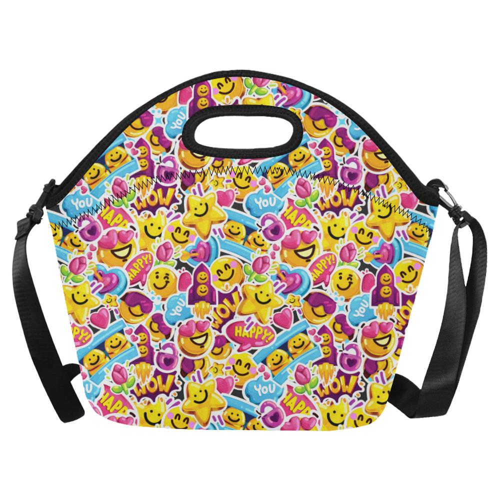 Emoji Sticker Print Pattern Neoprene Lunch Bag (Model 1669)(Large)-JTAMIGO.COM