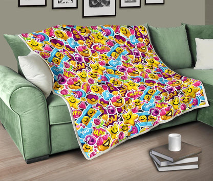 Emoji Sticker Print Pattern Premium Quilt-JTAMIGO.COM