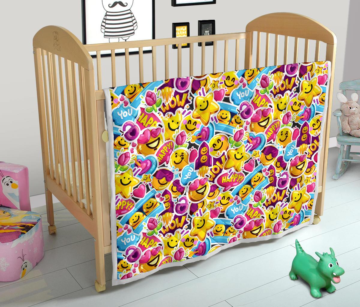 Emoji Sticker Print Pattern Premium Quilt-JTAMIGO.COM