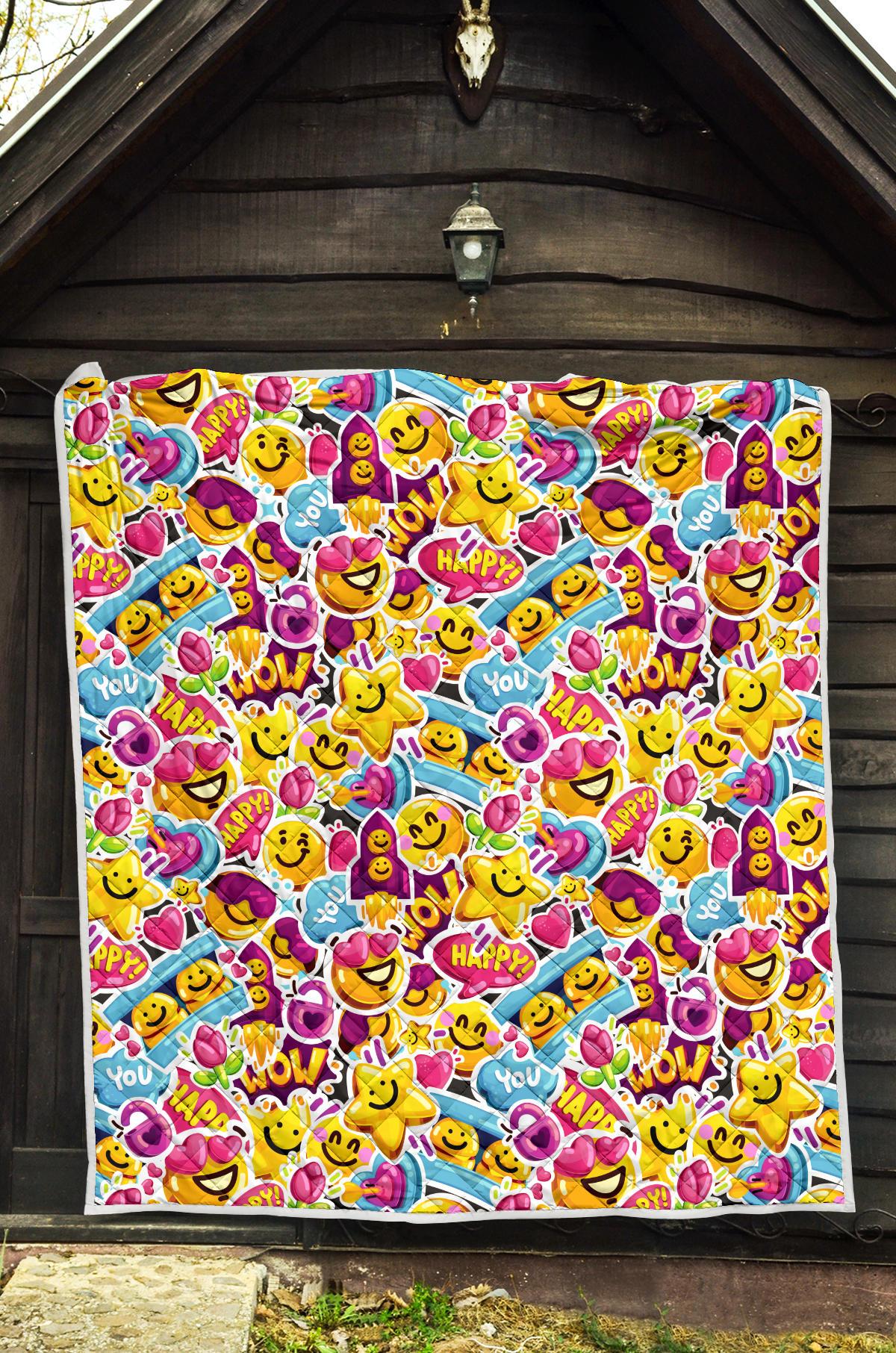 Emoji Sticker Print Pattern Premium Quilt-JTAMIGO.COM
