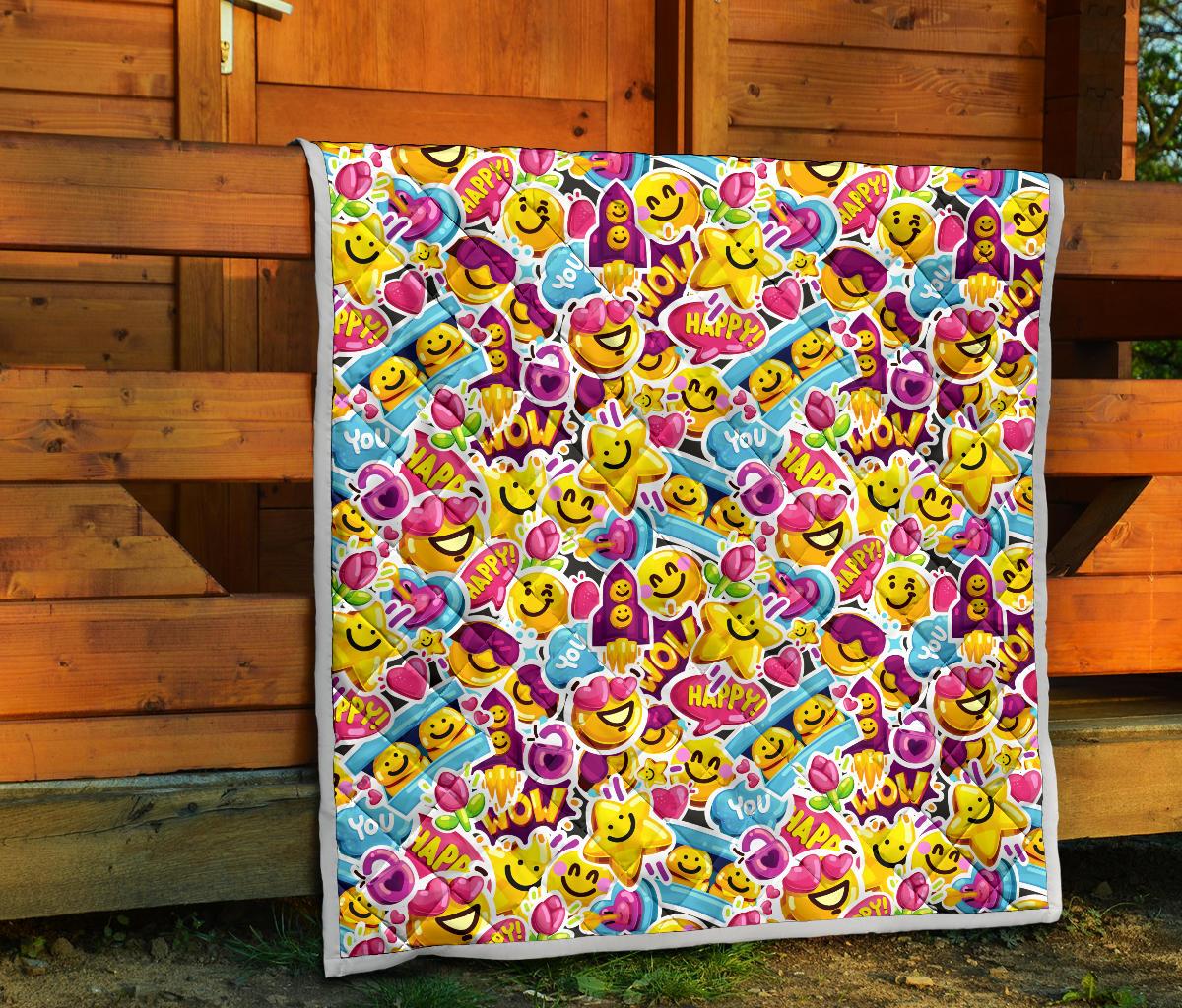 Emoji Sticker Print Pattern Premium Quilt-JTAMIGO.COM