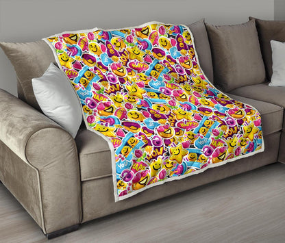 Emoji Sticker Print Pattern Premium Quilt-JTAMIGO.COM