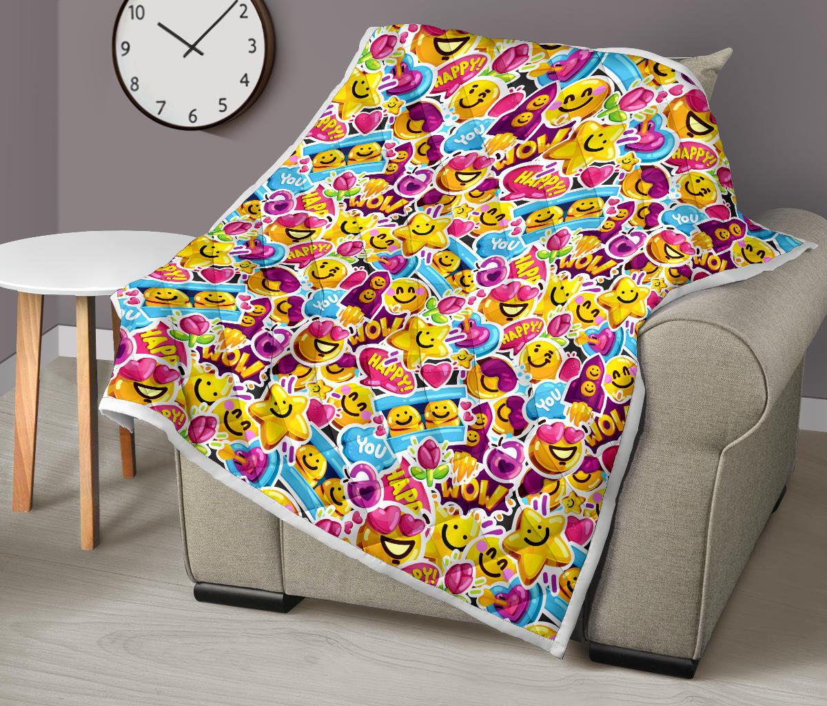 Emoji Sticker Print Pattern Premium Quilt-JTAMIGO.COM