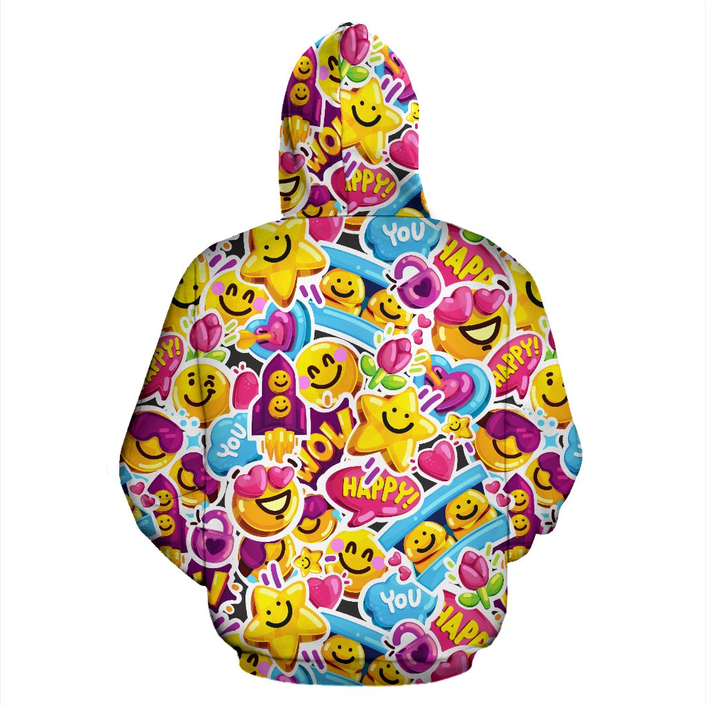 Emoji Sticker Print Pattern Pullover Hoodie