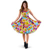 Emoji Sticker Print Pattern Sleeveless Dress