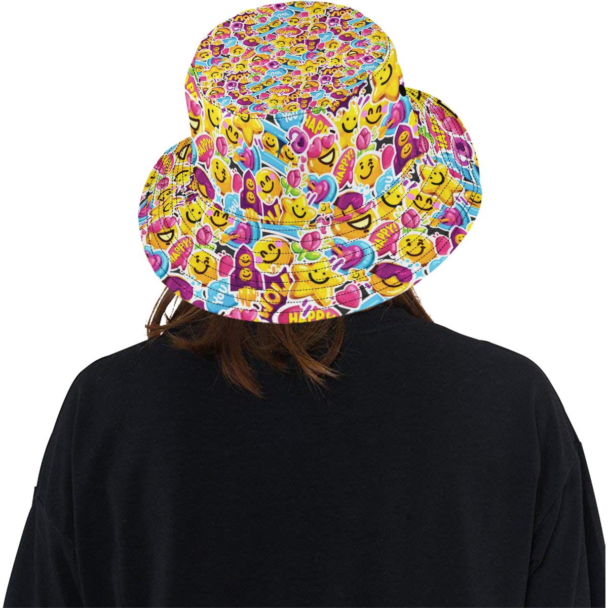 Emoji Sticker Print Pattern Unisex Bucket Hat