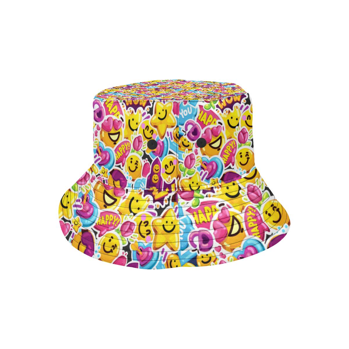 Emoji Sticker Print Pattern Unisex Bucket Hat