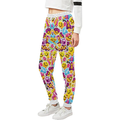 Emoji Sticker Print Pattern Unisex Casual Sweatpants (Model L11)-JTAMIGO.COM