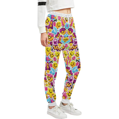 Emoji Sticker Print Pattern Unisex Casual Sweatpants (Model L11)-JTAMIGO.COM