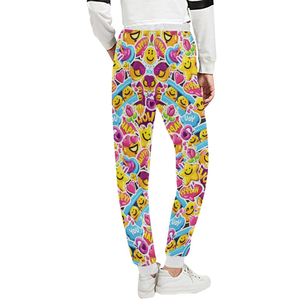 Emoji Sticker Print Pattern Unisex Casual Sweatpants (Model L11)-JTAMIGO.COM