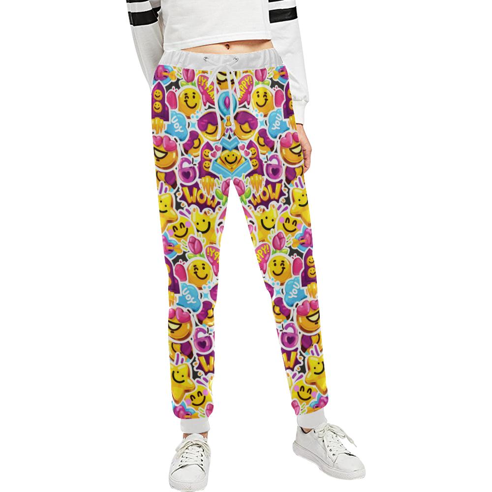 Emoji Sticker Print Pattern Unisex Casual Sweatpants (Model L11)-JTAMIGO.COM