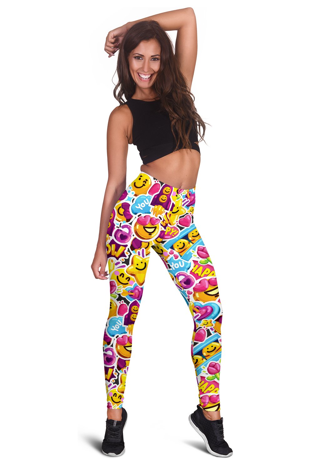Emoji Sticker Print Pattern Women Leggings