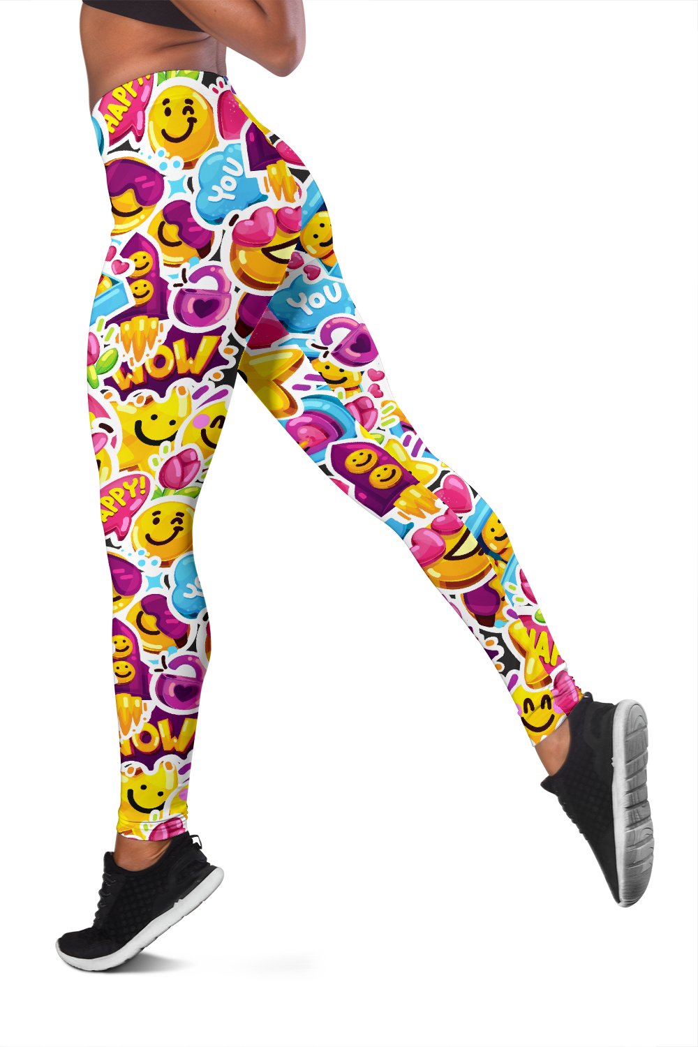 Emoji Sticker Print Pattern Women Leggings
