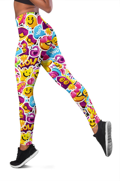 Emoji Sticker Print Pattern Women Leggings