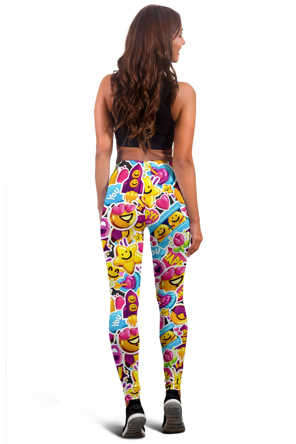 Emoji Sticker Print Pattern Women Leggings