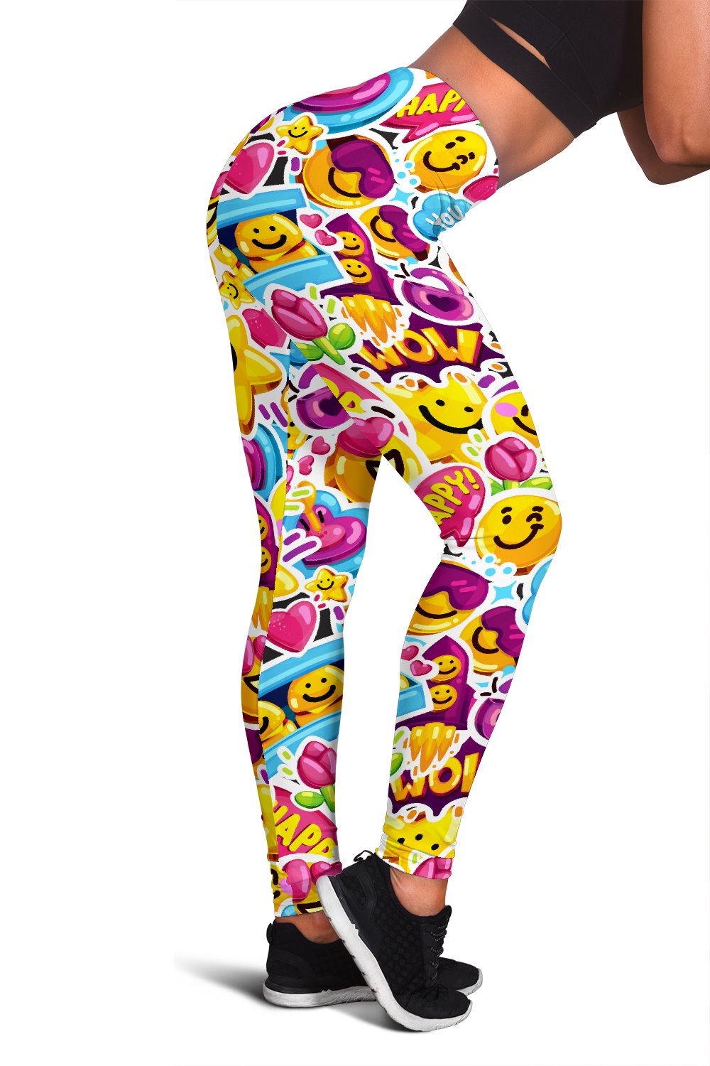 Emoji Sticker Print Pattern Women Leggings