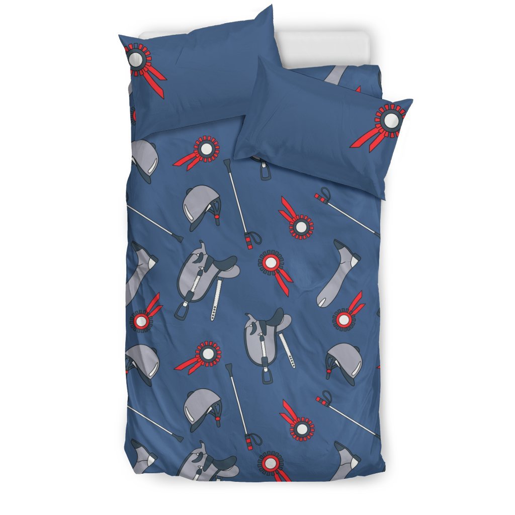 Equestrian Equipment Background Duvet Cover Bedding Set