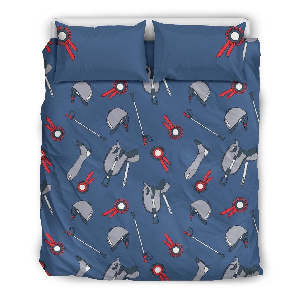 Equestrian Equipment Background Duvet Cover Bedding Set