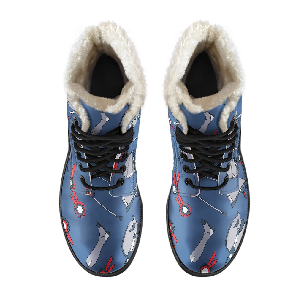 Equestrian Equipment Background Faux Fur Leather Boots-JTAMIGO.COM