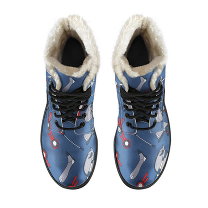 Equestrian Equipment Background Faux Fur Leather Boots-JTAMIGO.COM