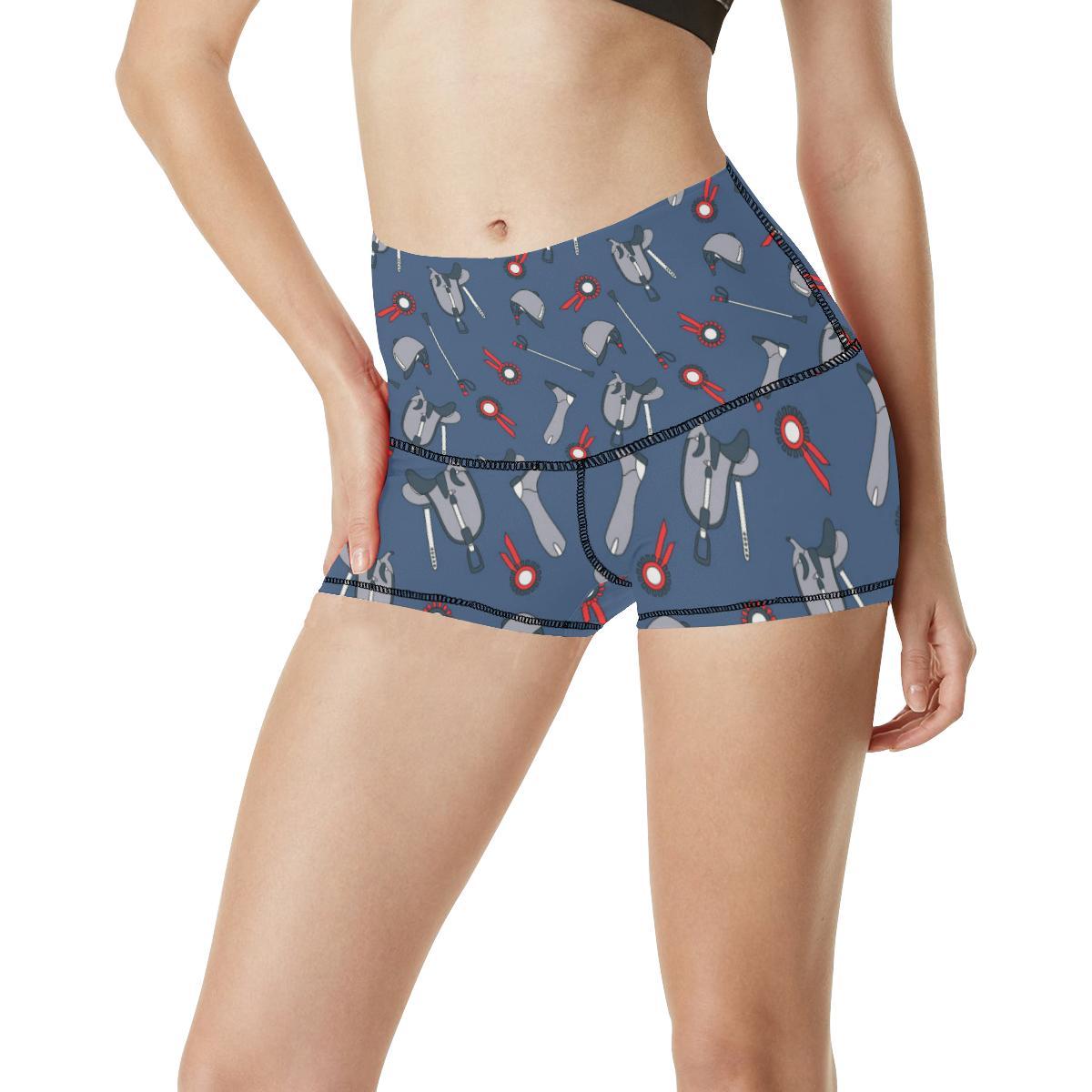 Equestrian Equipment Background High Waisted Spandex Shorts-JTAMIGO.COM