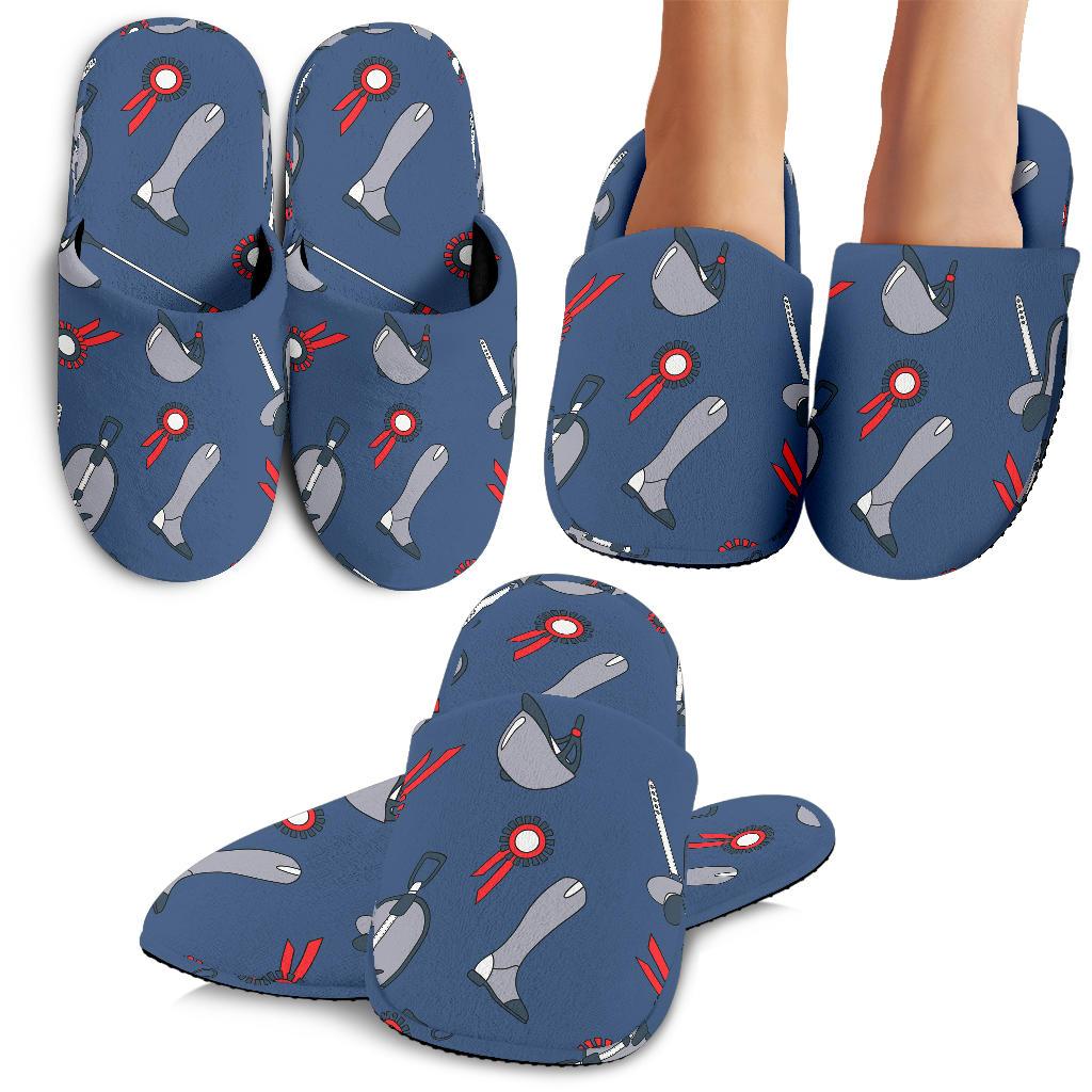 Equestrian Equipment Background House Slippers
