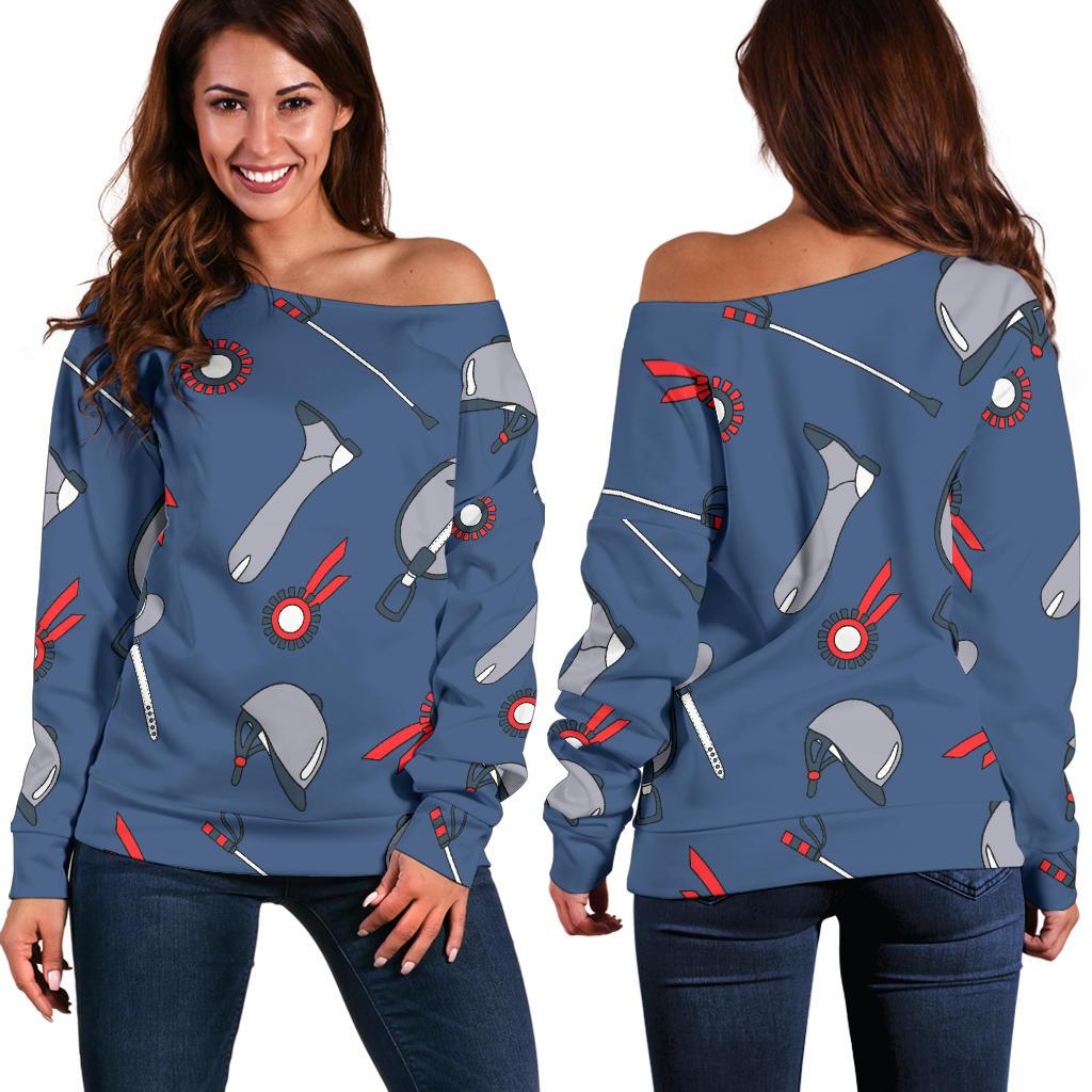 Equestrian Equipment Background Off Shoulder Sweatshirt