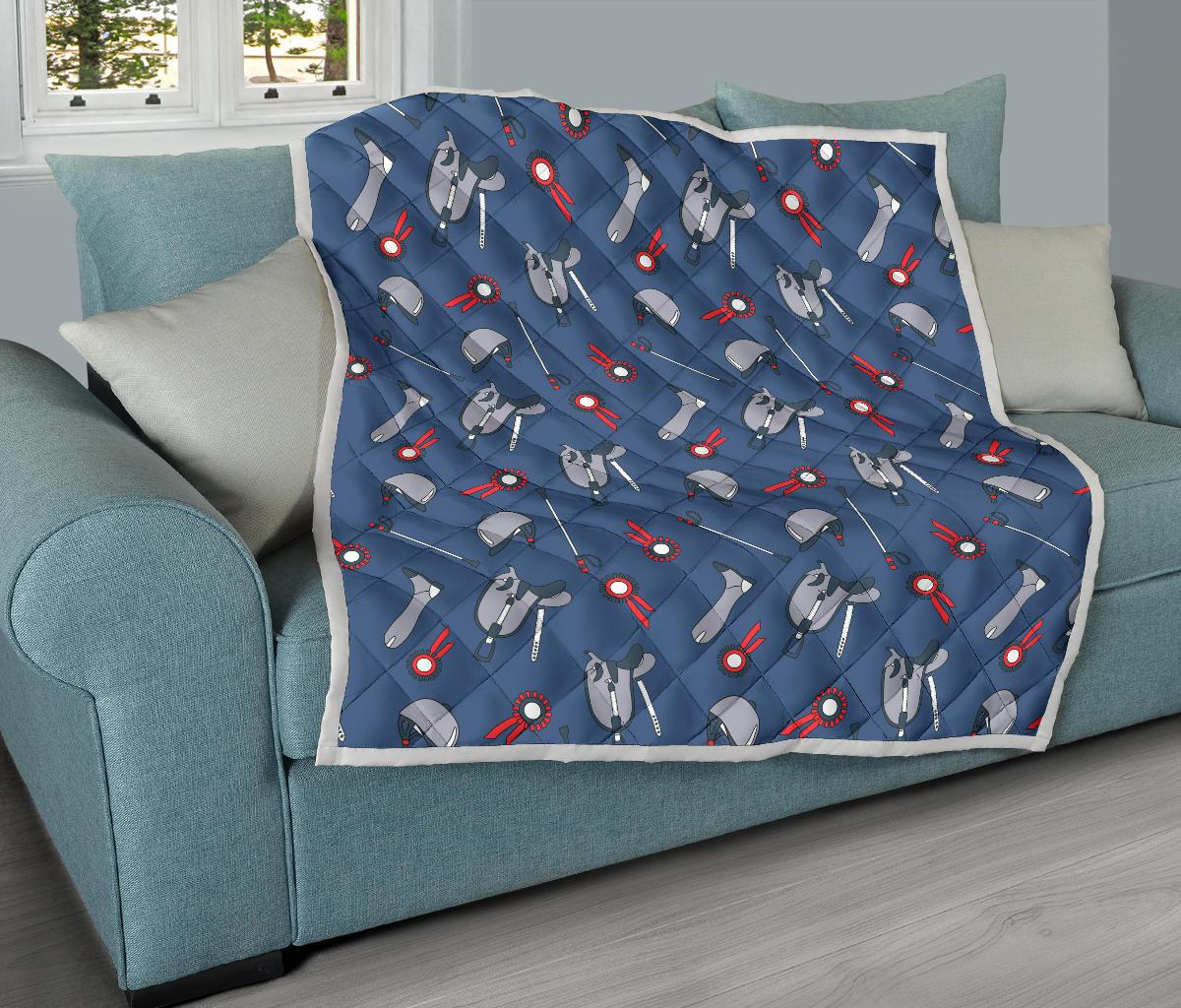 Equestrian Equipment Background Premium Quilt-JTAMIGO.COM