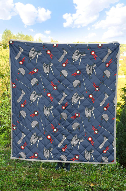 Equestrian Equipment Background Premium Quilt-JTAMIGO.COM