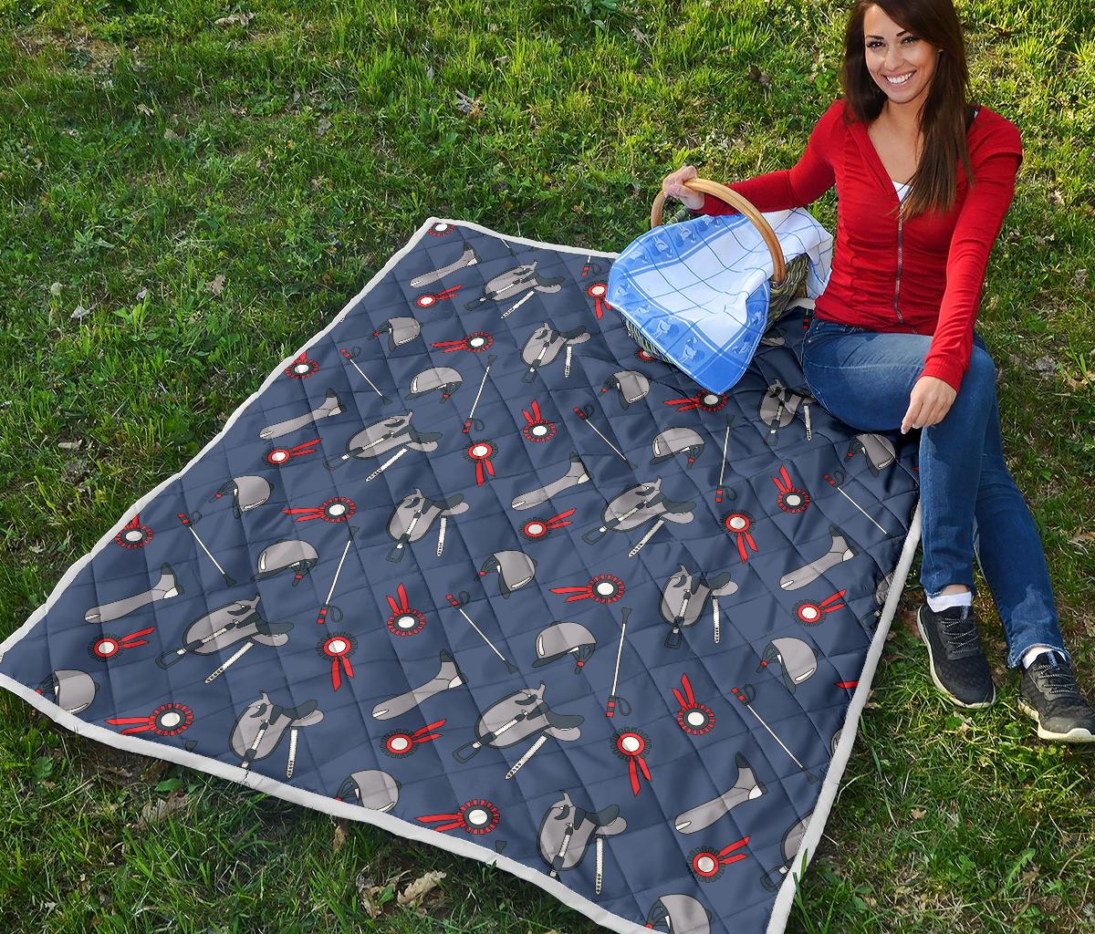 Equestrian Equipment Background Premium Quilt-JTAMIGO.COM