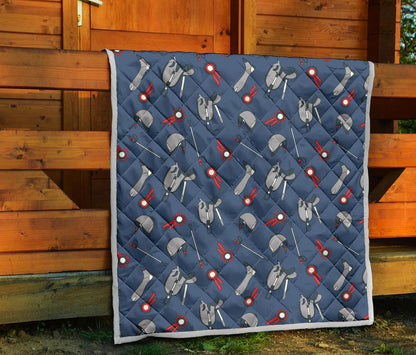 Equestrian Equipment Background Premium Quilt-JTAMIGO.COM