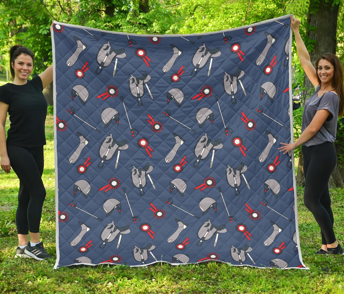 Equestrian Equipment Background Premium Quilt-JTAMIGO.COM