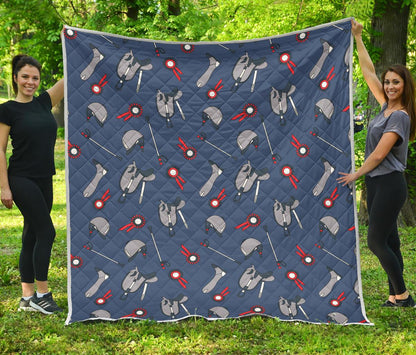 Equestrian Equipment Background Premium Quilt-JTAMIGO.COM
