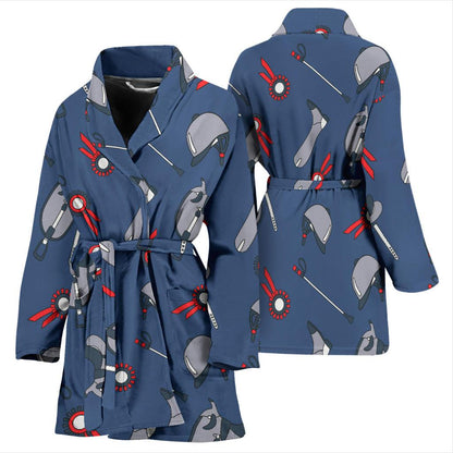 Equestrian Equipment Background Women Bath Robe-JTAMIGO.COM