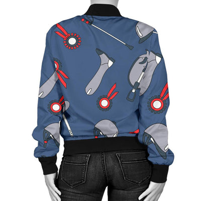 Equestrian Equipment Background Women Casual Bomber Jacket