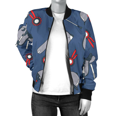 Equestrian Equipment Background Women Casual Bomber Jacket