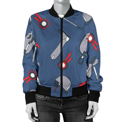 Equestrian Equipment Background Women Casual Bomber Jacket