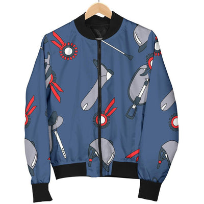 Equestrian Equipment Background Women Casual Bomber Jacket
