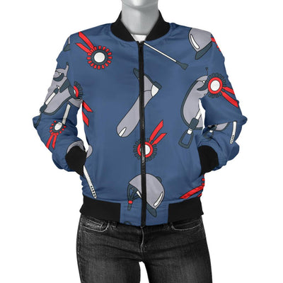 Equestrian Equipment Background Women Casual Bomber Jacket
