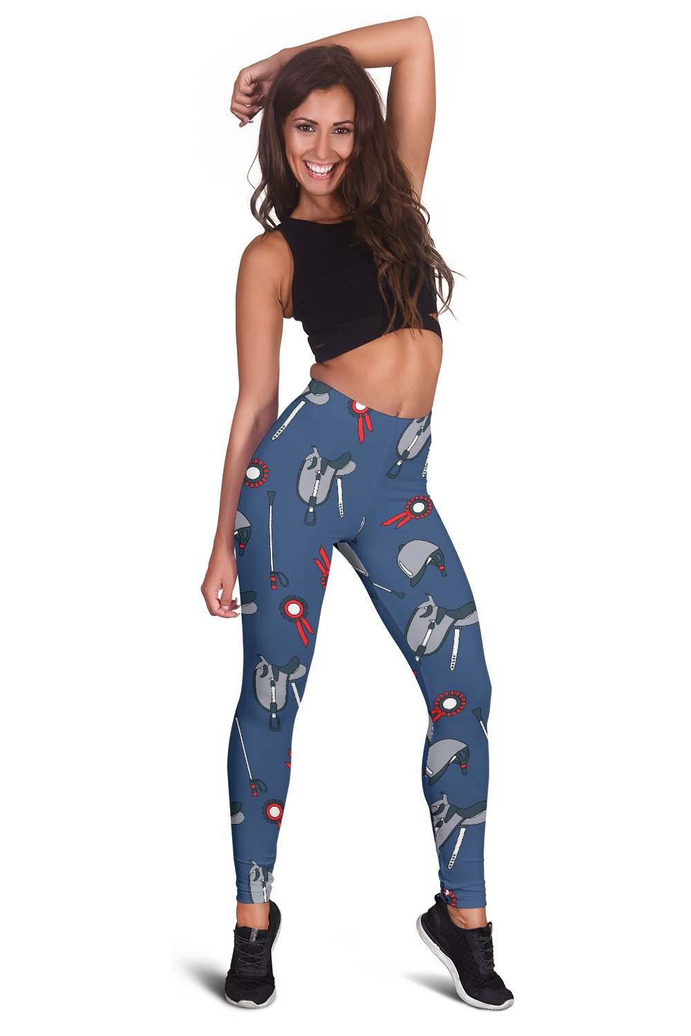 Equestrian Equipment Background Women Leggings