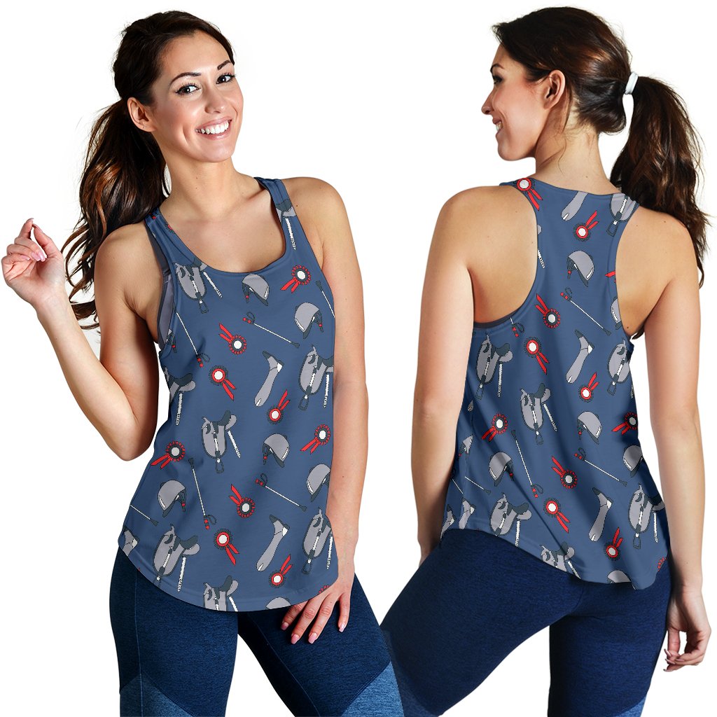 Equestrian Equipment Background Women Racerback Tank Top