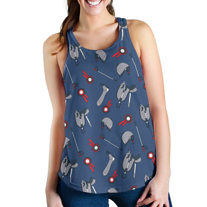 Equestrian Equipment Background Women Racerback Tank Top