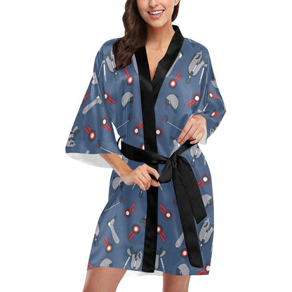 Equestrian Equipment Background Women Short Kimono Robe