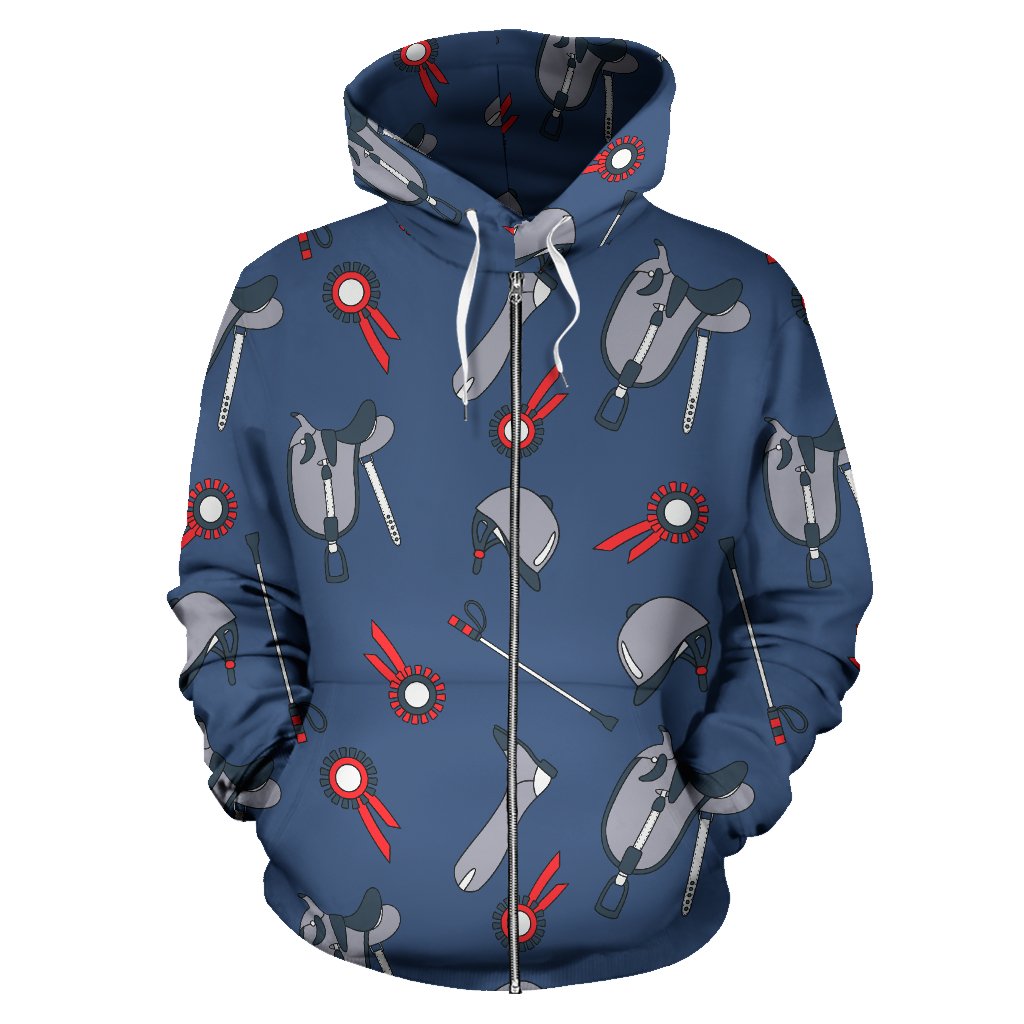 Equestrian Equipment Background Zip Up Hoodie