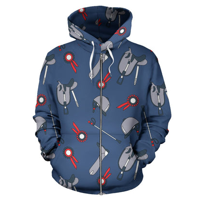 Equestrian Equipment Background Zip Up Hoodie