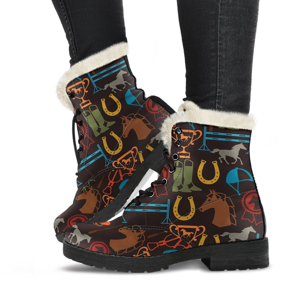 Equestrian Equipment Horse Colorful Faux Fur Leather Boots-JTAMIGO.COM