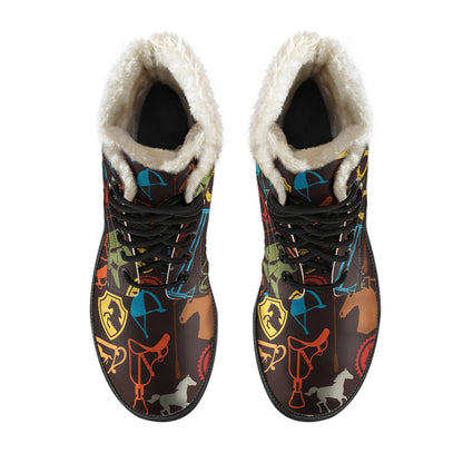 Equestrian Equipment Horse Colorful Faux Fur Leather Boots-JTAMIGO.COM