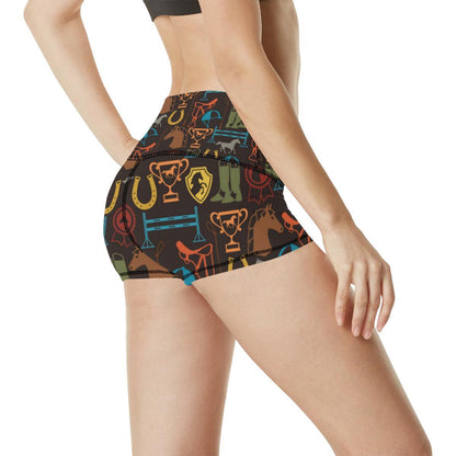 Equestrian Equipment Horse Colorful High Waisted Spandex Shorts-JTAMIGO.COM