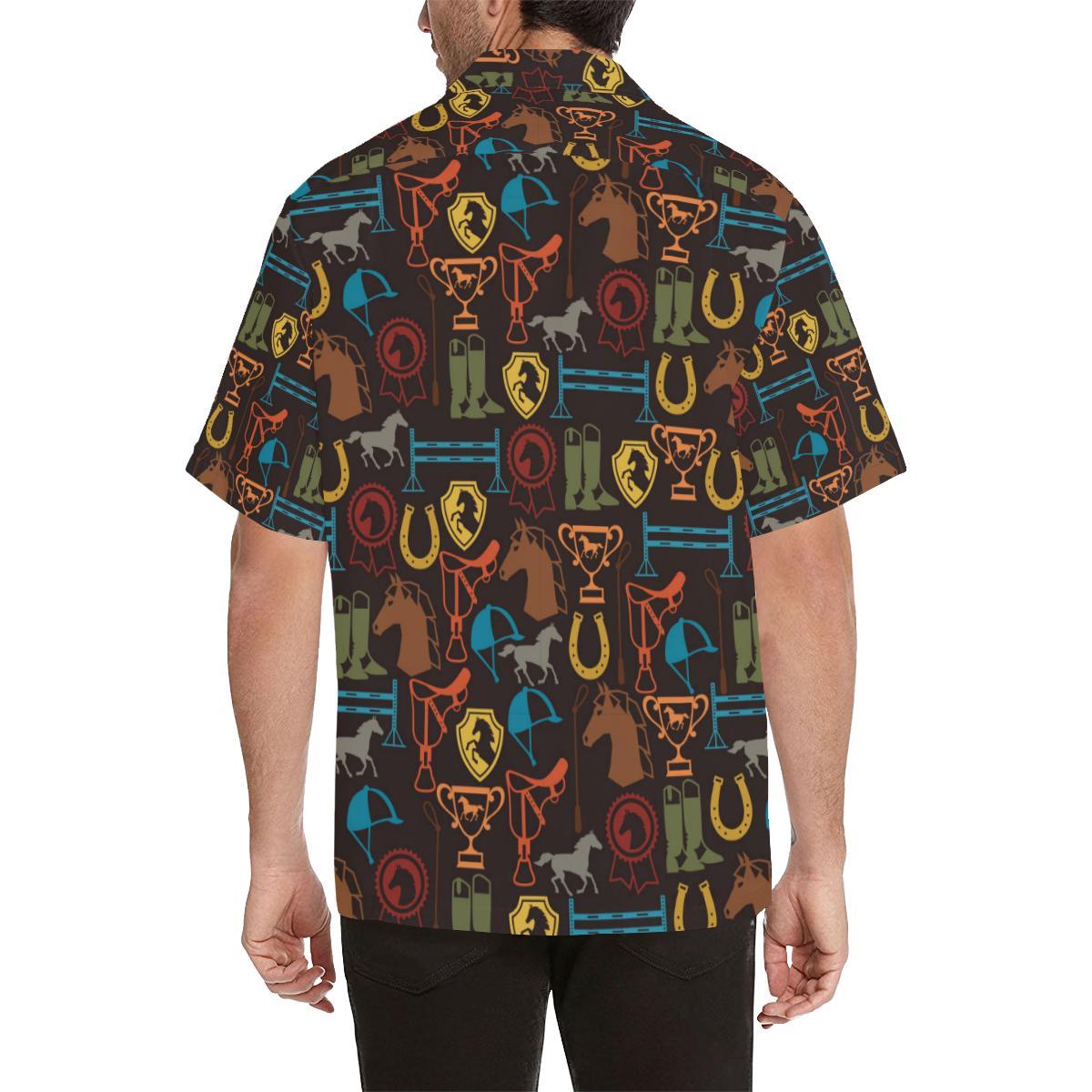 Equestrian Equipment Horse Colorful Men Aloha Hawaiian Shirt